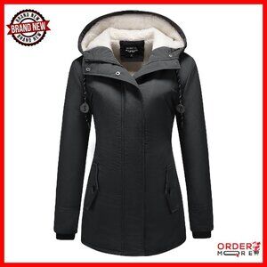 Thick Fleece Lined Winter Parka Hooded Jacket Plus Size Warm Coat